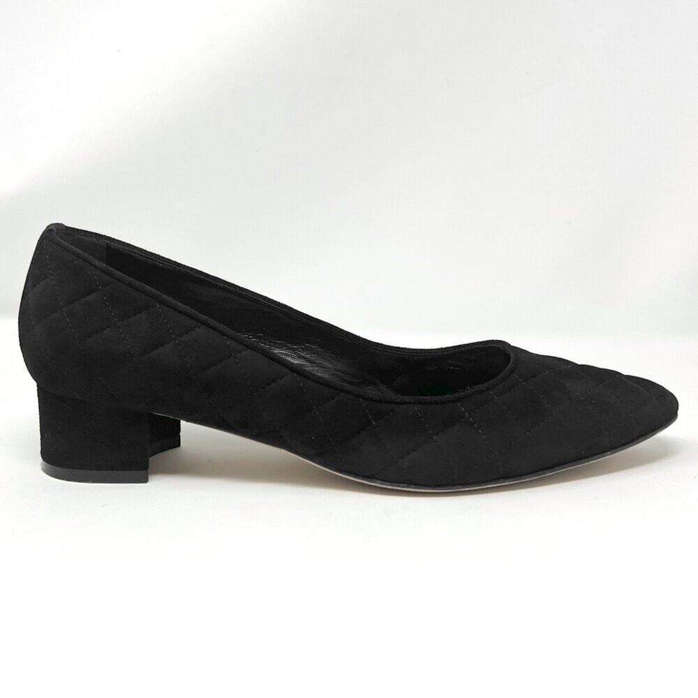 Manolo Blahnik Lisqui Quilted Suede Block Heel Pumps Black Size‎ 39 US 9 - Picture 5 of 10